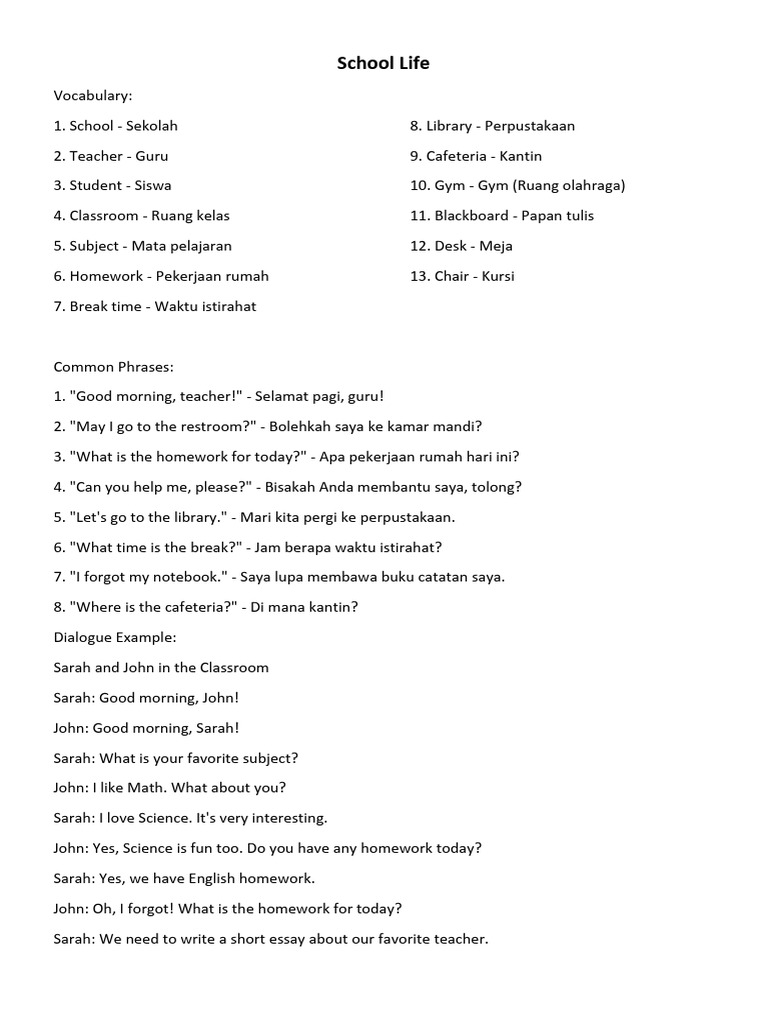 Materi School Life Pdf