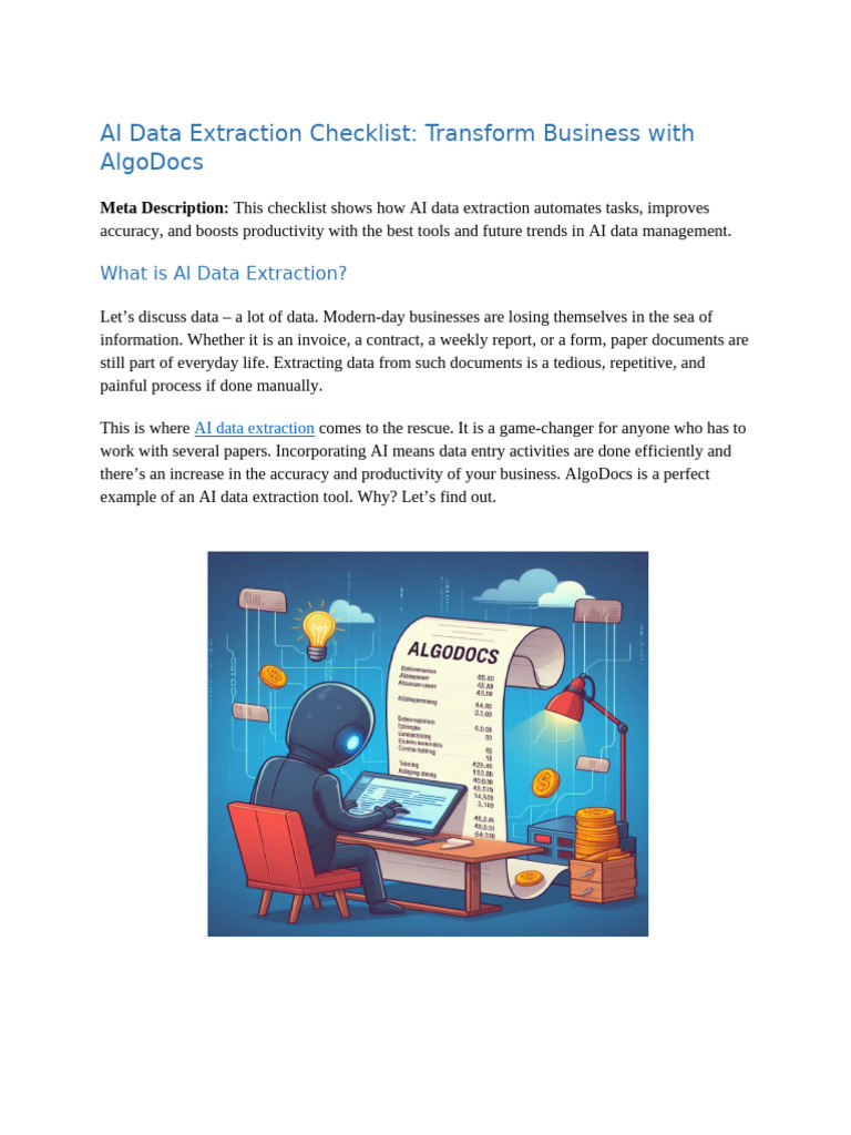AI Data Extraction with AlgoDocs Guide | PDF | Intelligence (AI ...