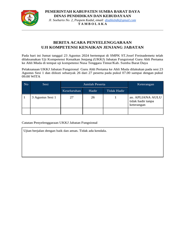 Berita acara tuk guru pertama situational judgment test 230820242223 pdf