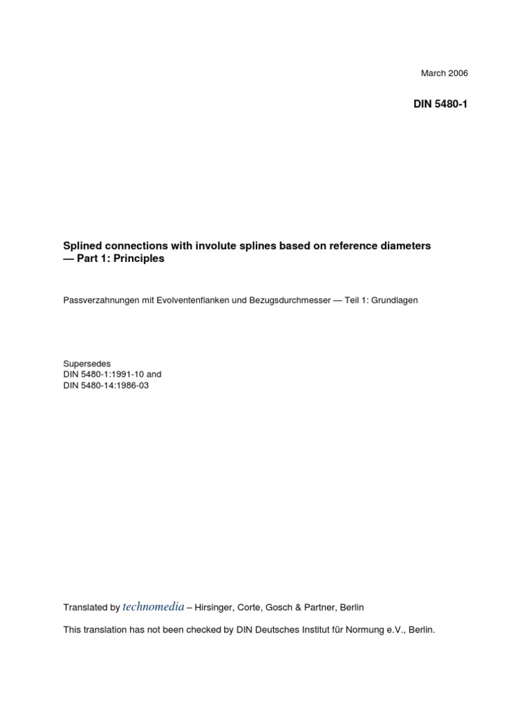 Din 5480 1 | PDF | Engineering Tolerance | Gear
