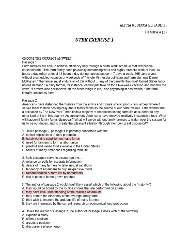 UTBK Exercise 1 | PDF