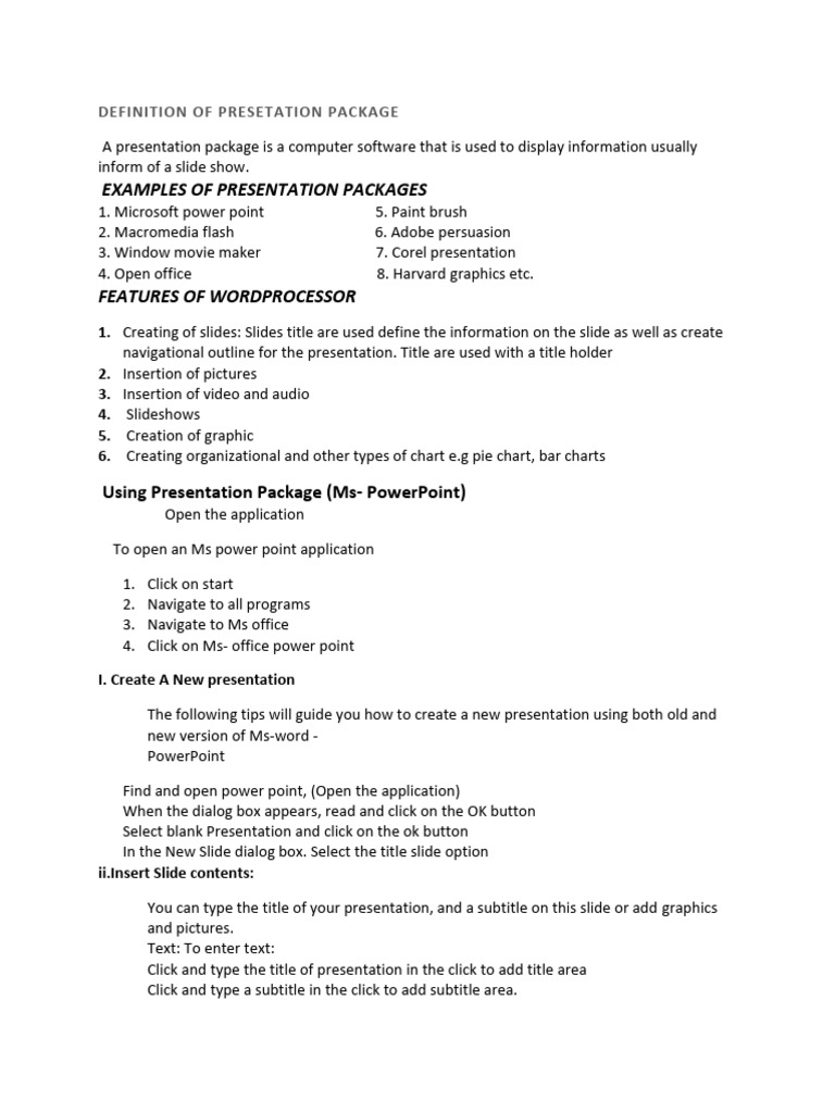 Presetation Package Note | PDF