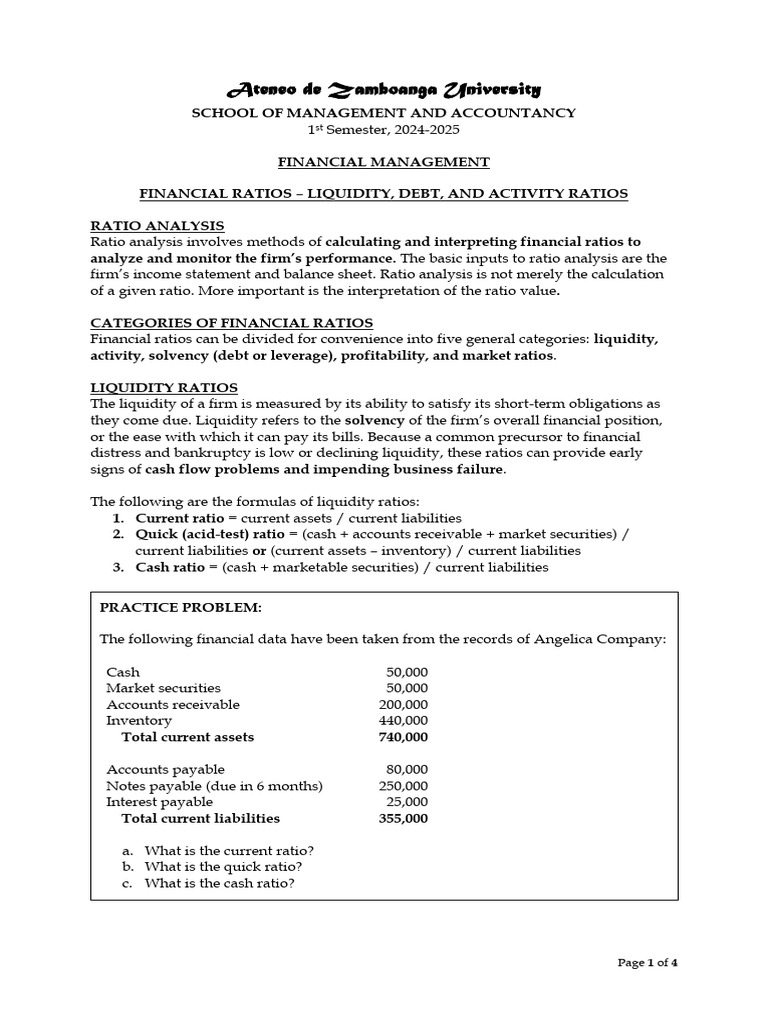 Financial Ratios Part I | PDF