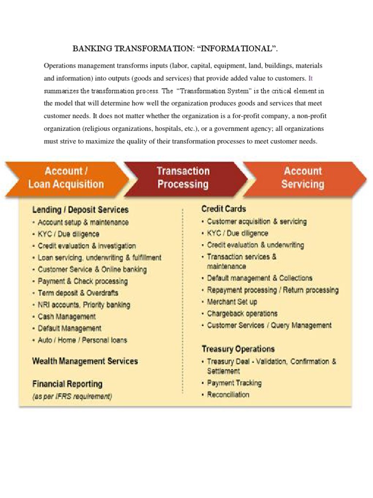 Banking Operations Transformation | PDF | Business | Finance & Money ...