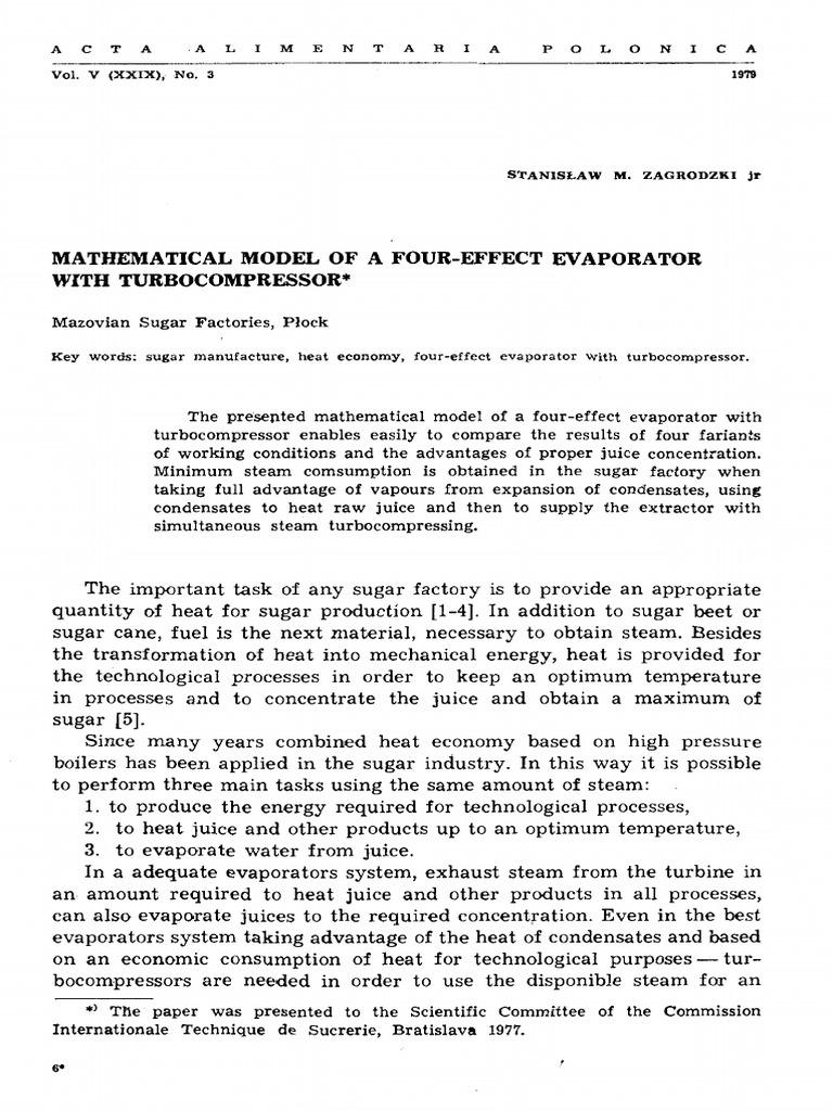 Mathematical Model of A Four Effect | PDF