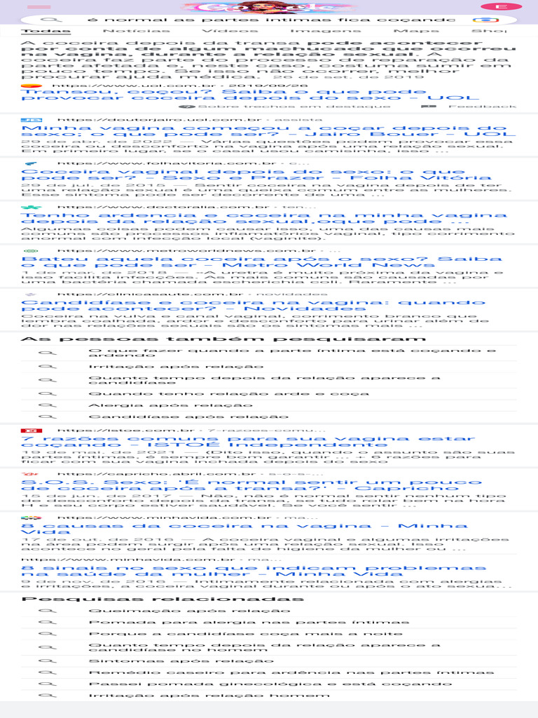 É Normal As Partes Intimas Fica Coçando Depois Da Relação - Pesquisa ...