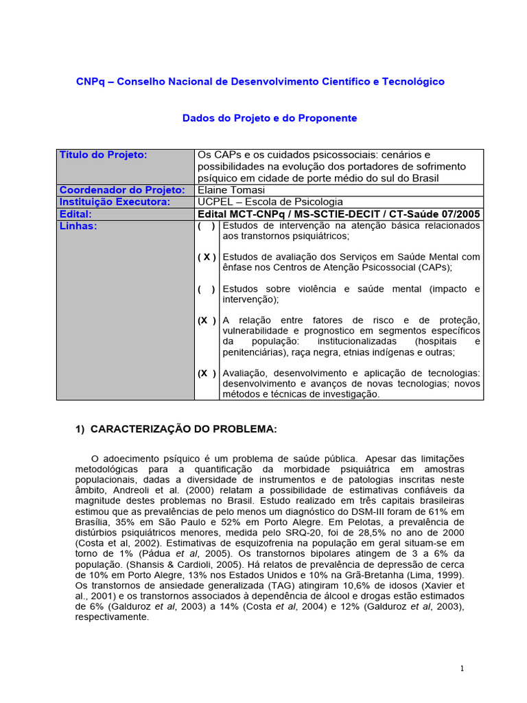 Projeto Caps | PDF