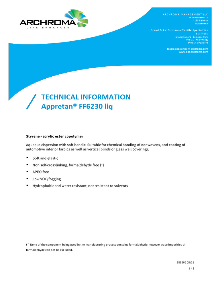 Appretan FF6230 Liq - e 286505 | PDF
