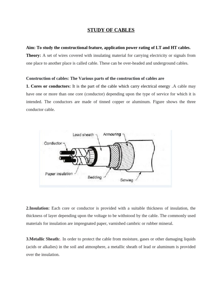 Construction and Applications of Cables | PDF | Insulator (Electricity ...