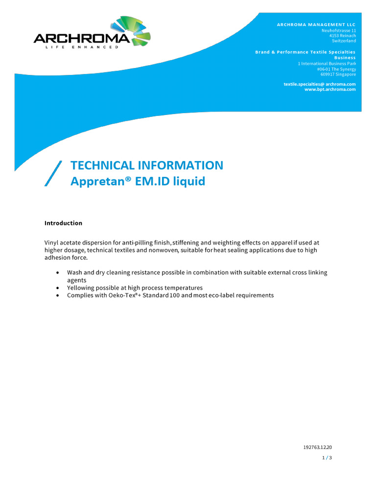 Appretan EM - ID Liq | PDF