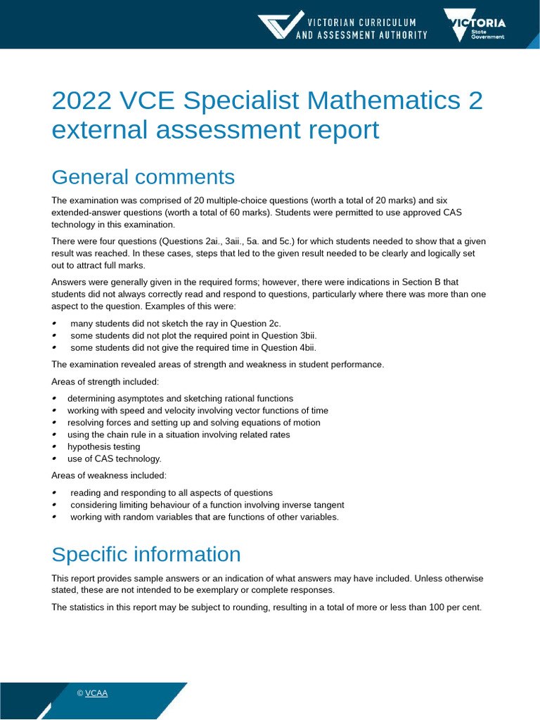2022specmaths2 Report 2 | PDF