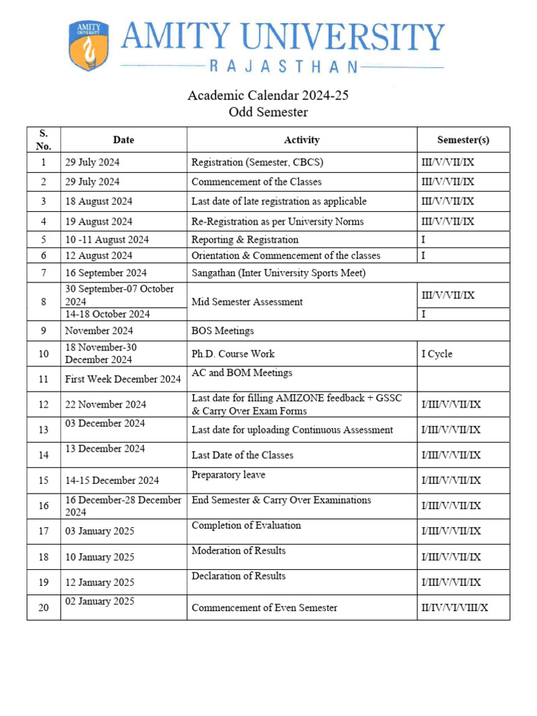 Academic Calendar 2024 2025 | PDF