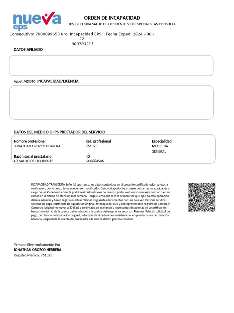 Incapacidad Nueva Eps | PDF