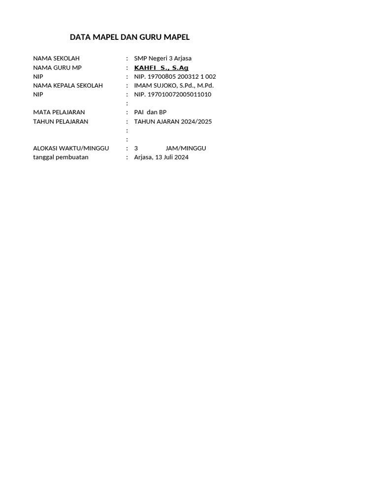 RPE, KALDIK, PROTA PAI Kls 7,8,9 2024-2025 | PDF