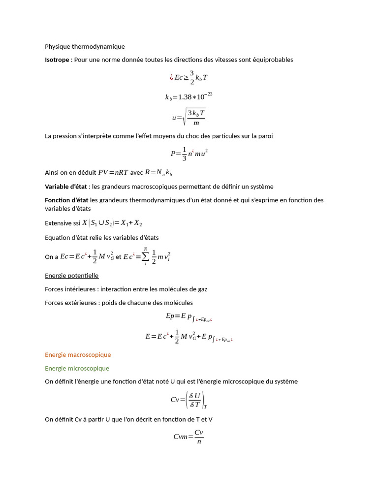 Concepts clés de la thermodynamique | PDF | Thermodynamique ...
