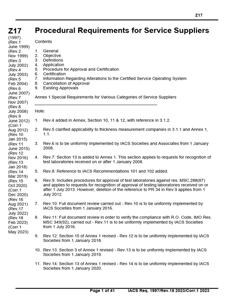IACS Z17: Service Supplier Requirements | PDF | Iso 9000 | Computers