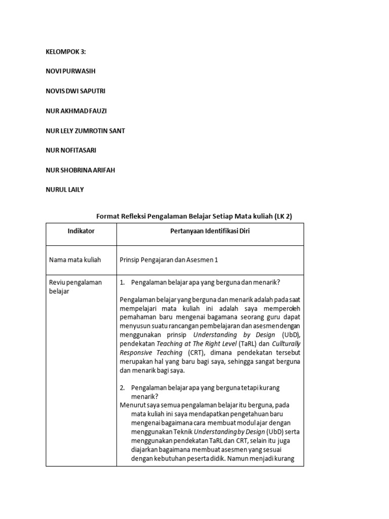 REFLEKSI PPA 1 Kelompok 3 | PDF