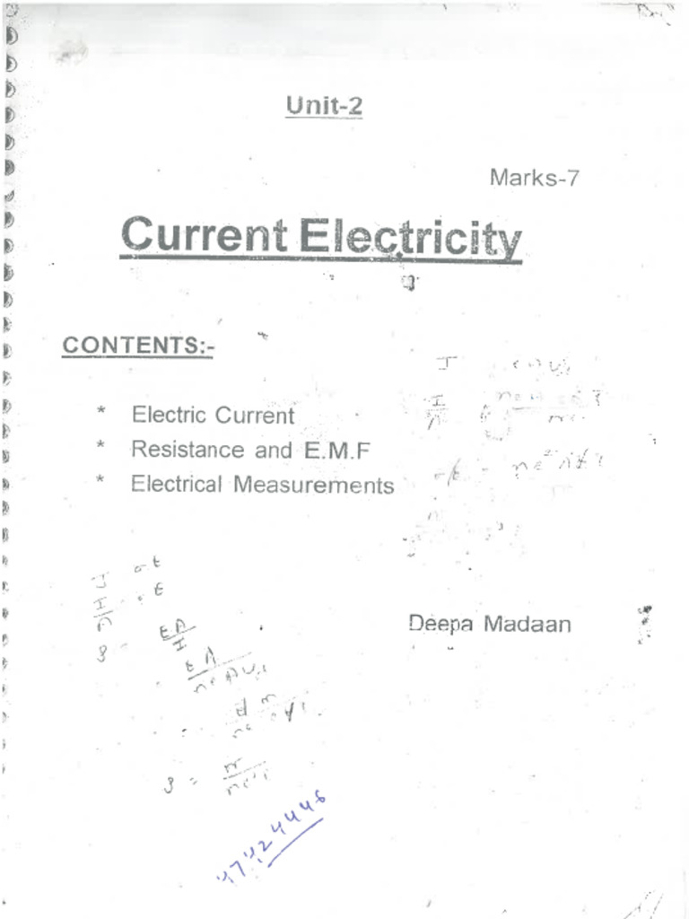 Current Electricity Pdf