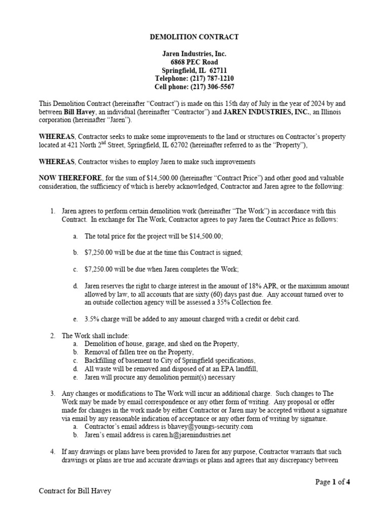 Bill Havey Contract (2) - 1 - Signed | PDF