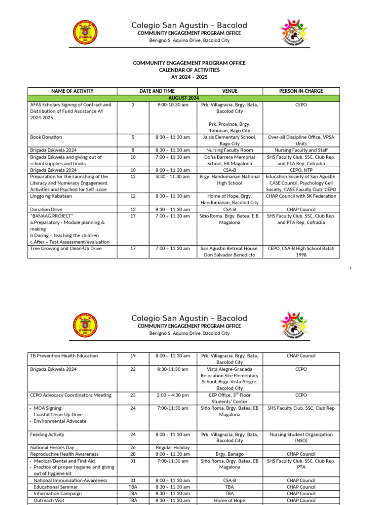 Community Engagement Calendar | PDF