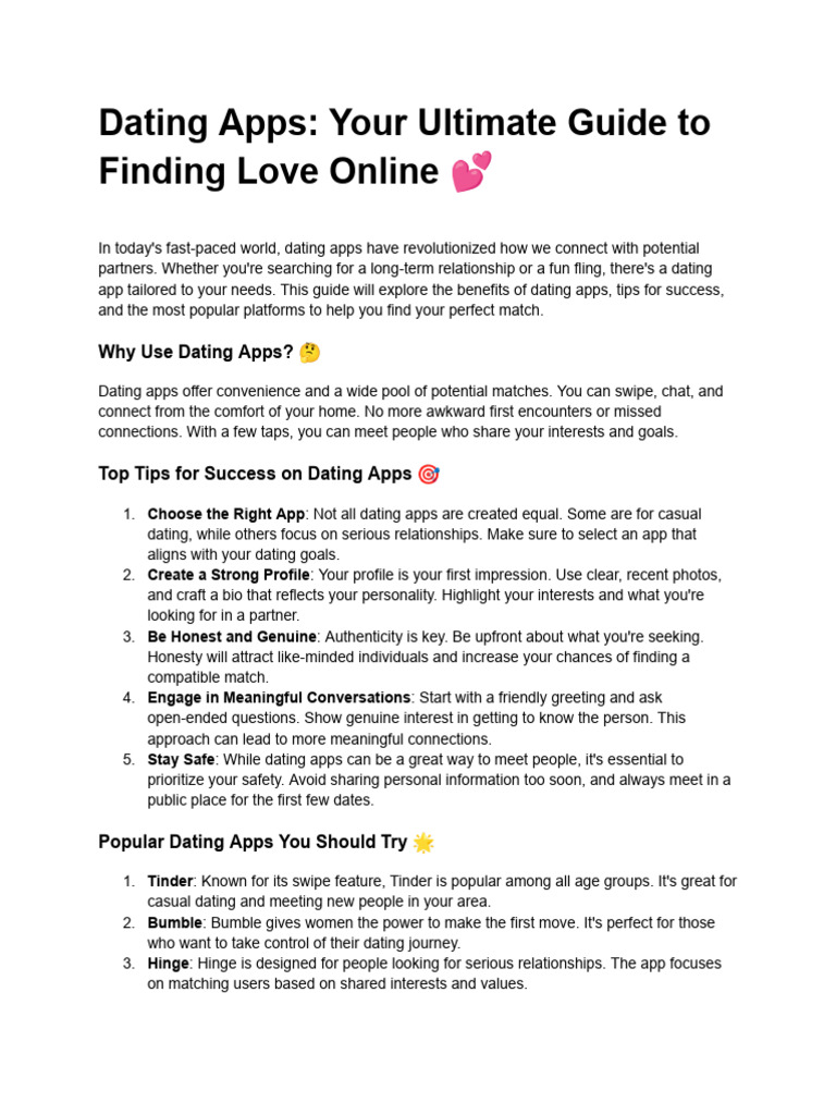 Dating Apps - Your Ultimate Guide To Finding Love Online ? | PDF ...