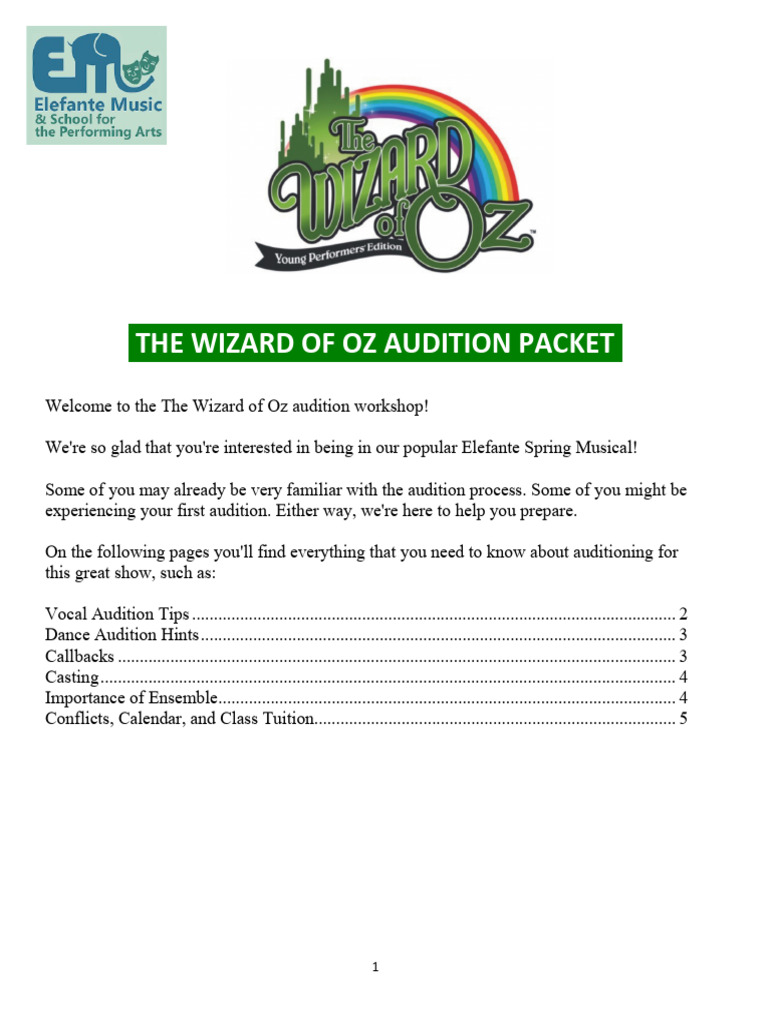 Wizard-of-Oz-Audition-Packet | PDF