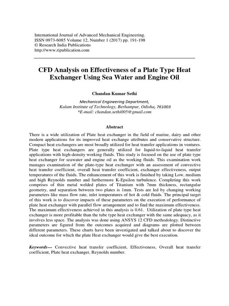 CFD Analysis On Effectiveness of A Plate | PDF