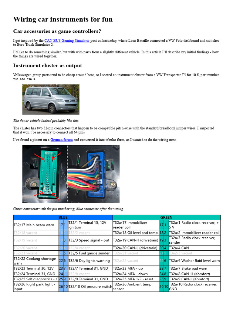 Wiring Car Instruments For Arduino | PDF