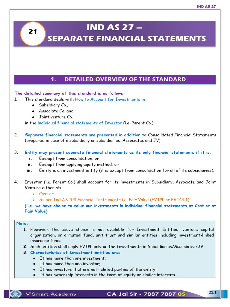 Ind As 27 - SFS | PDF