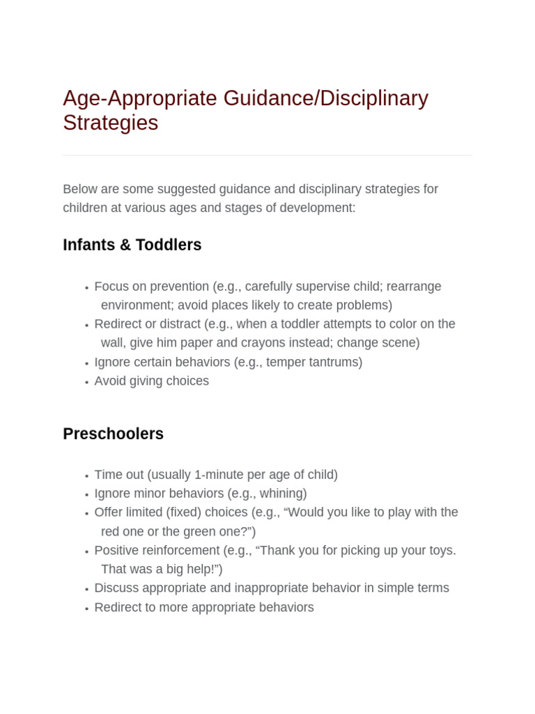 Age Appropriate Guidance y Discipline PDF