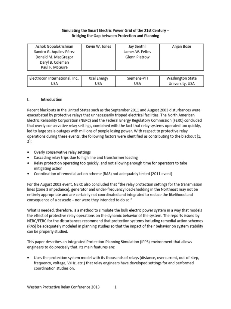 5-Simulating The Smart Grid Electrocon WPRC2013 | PDF | Relay | Simulation