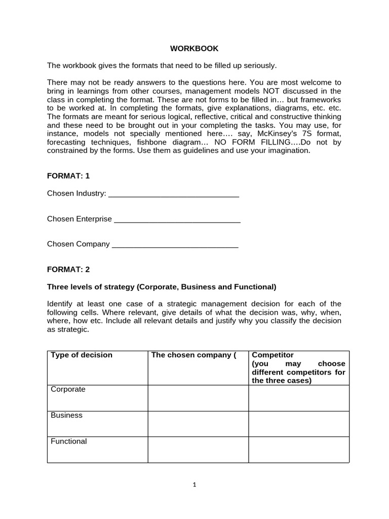 Strategic Management Format 16 | PDF