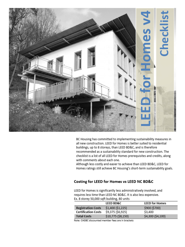 LEED Homes Checklist | PDF - Leed Nd Home Inspection Checklist Standards