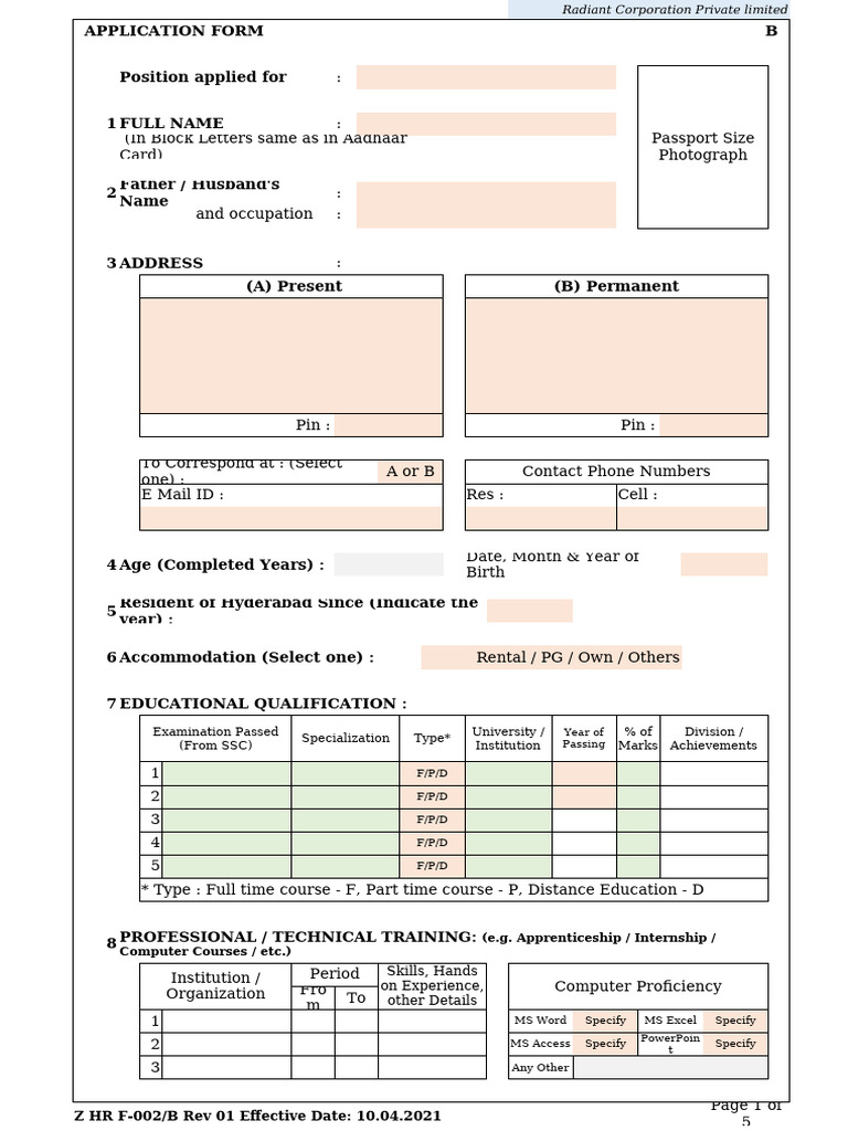 Application Form | PDF