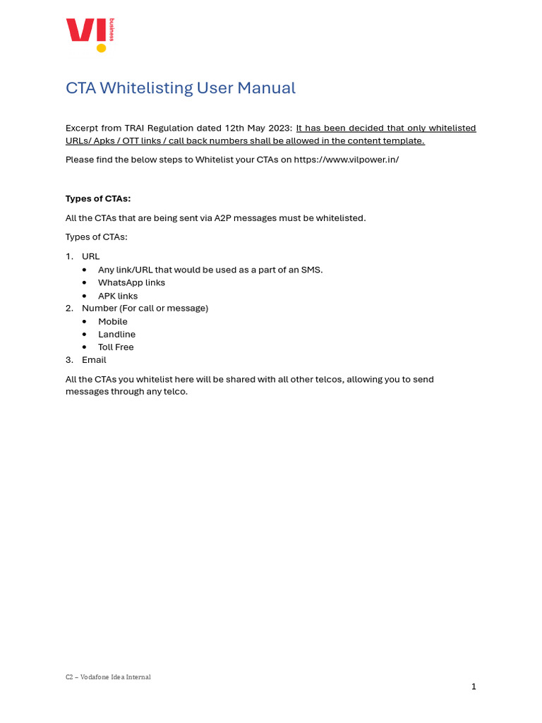 CTA Whitelisting - User Manual | PDF