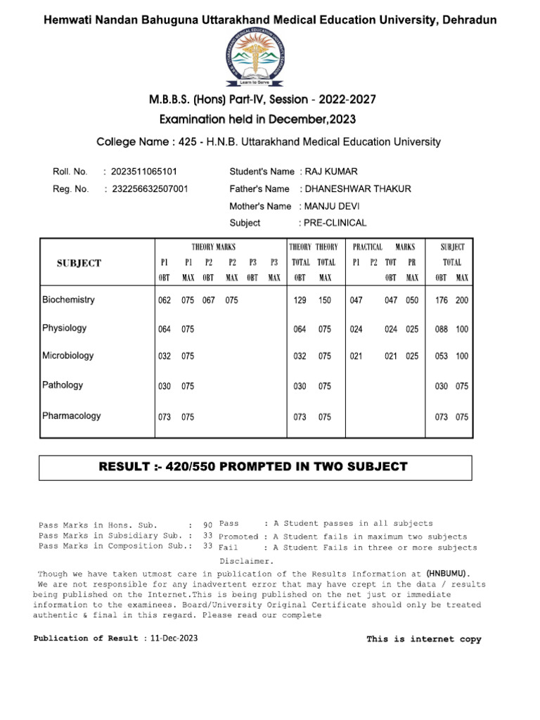 4TH Semester Result | PDF