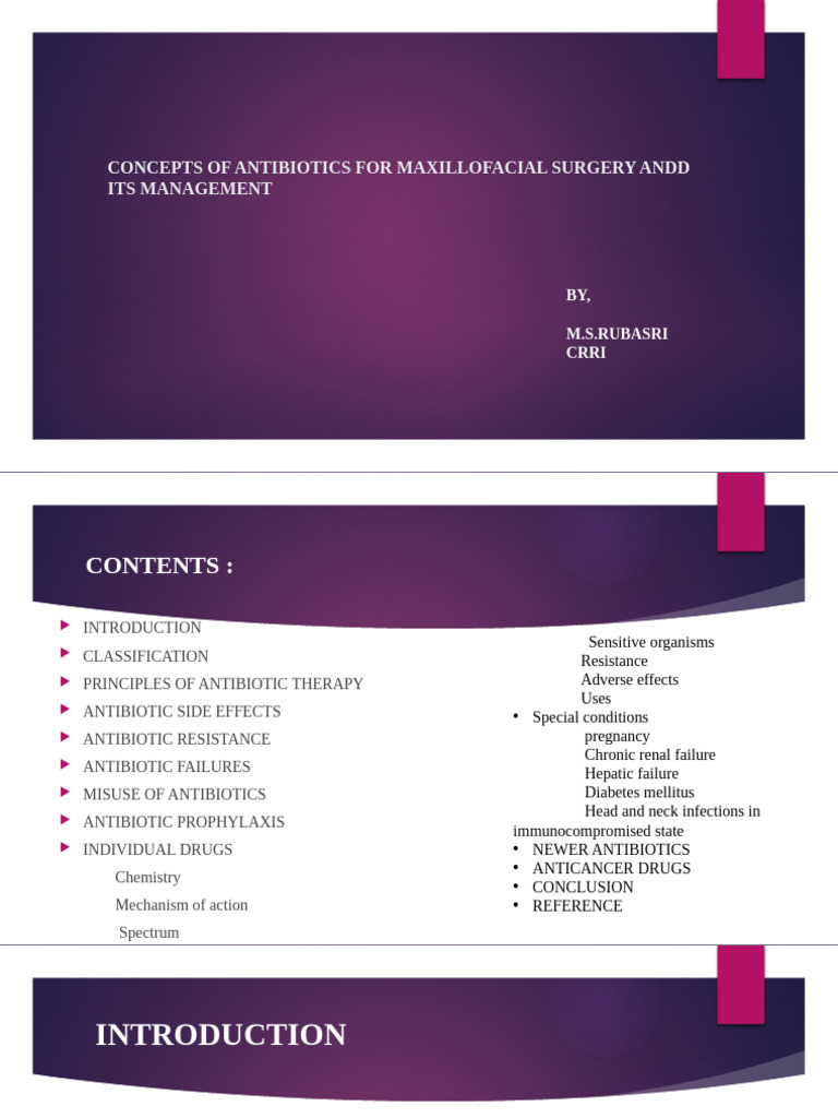 Concepts of Antibiotics For Maxillofacial Surgery Andd Its Management | PDF