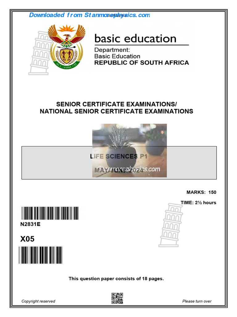 NSC Life Sciences Grade 12 May June 2024 P1 and Memo | PDF