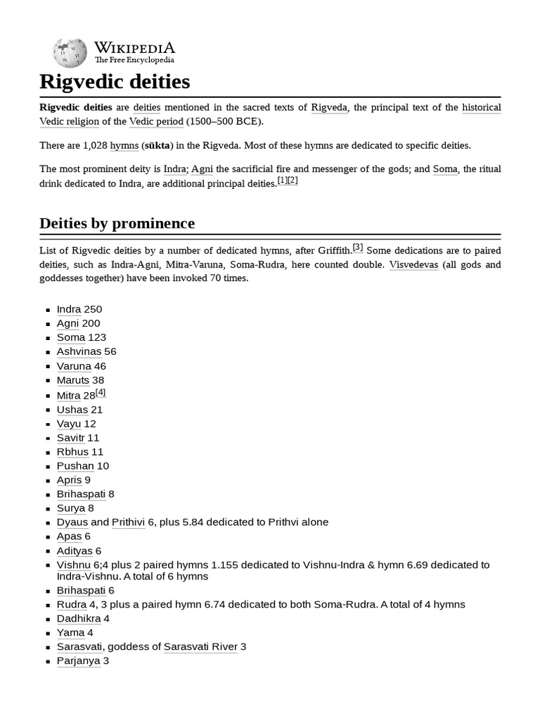 Rigvedic Deities | PDF