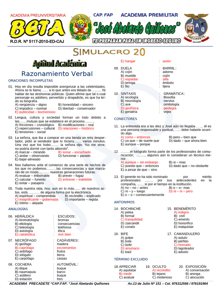 Simulacro 20 en A4 ..... 20-09-2011 | PDF
