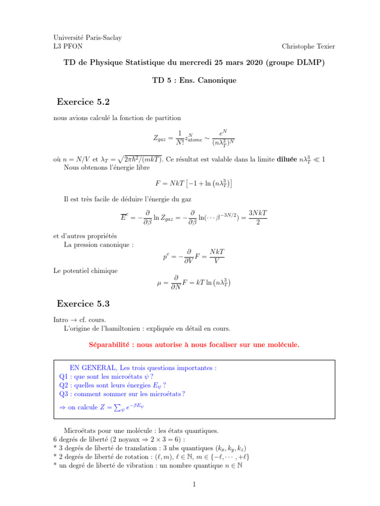 2020 03 25 Phystat Corrige TD5 | PDF