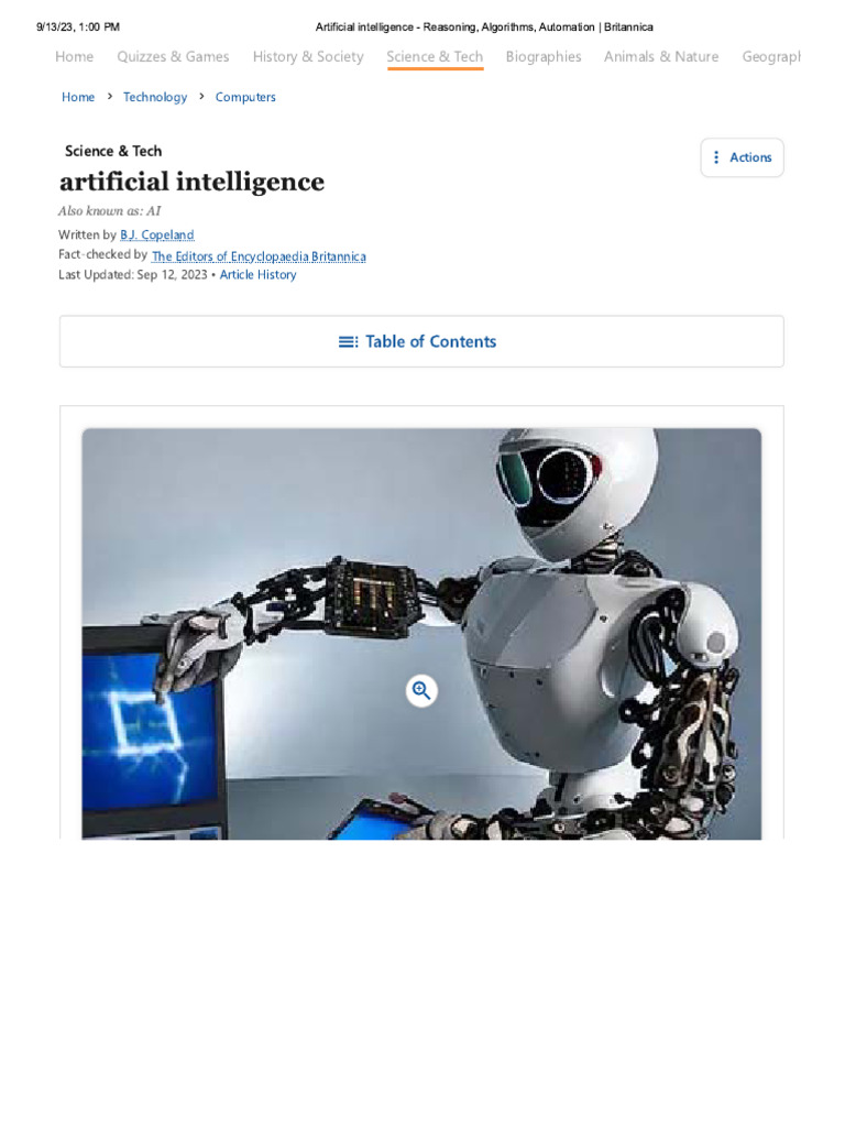 Artificial Intelligence - Reasoning, Algorithms, Automation ...