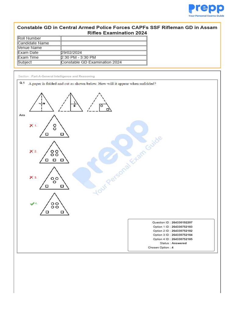 SSC GD Constable 2024 Official Paper Held On 29 Feb 2024 Shift 3 | PDF