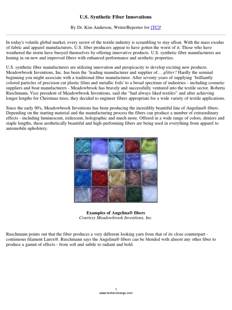 U.S. Synthetic Fiber Innovations | PDF | Fibers | Yarn