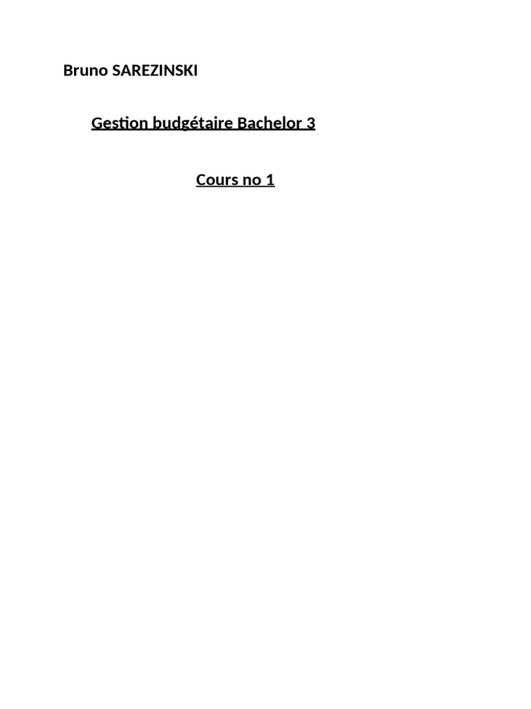 Gestion Budgétaire Séance 1 | PDF