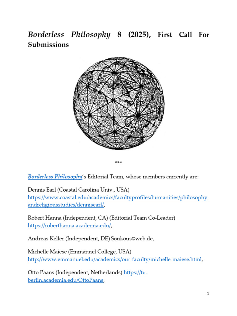 Borderless Philosophy 8 2025 First Call | PDF