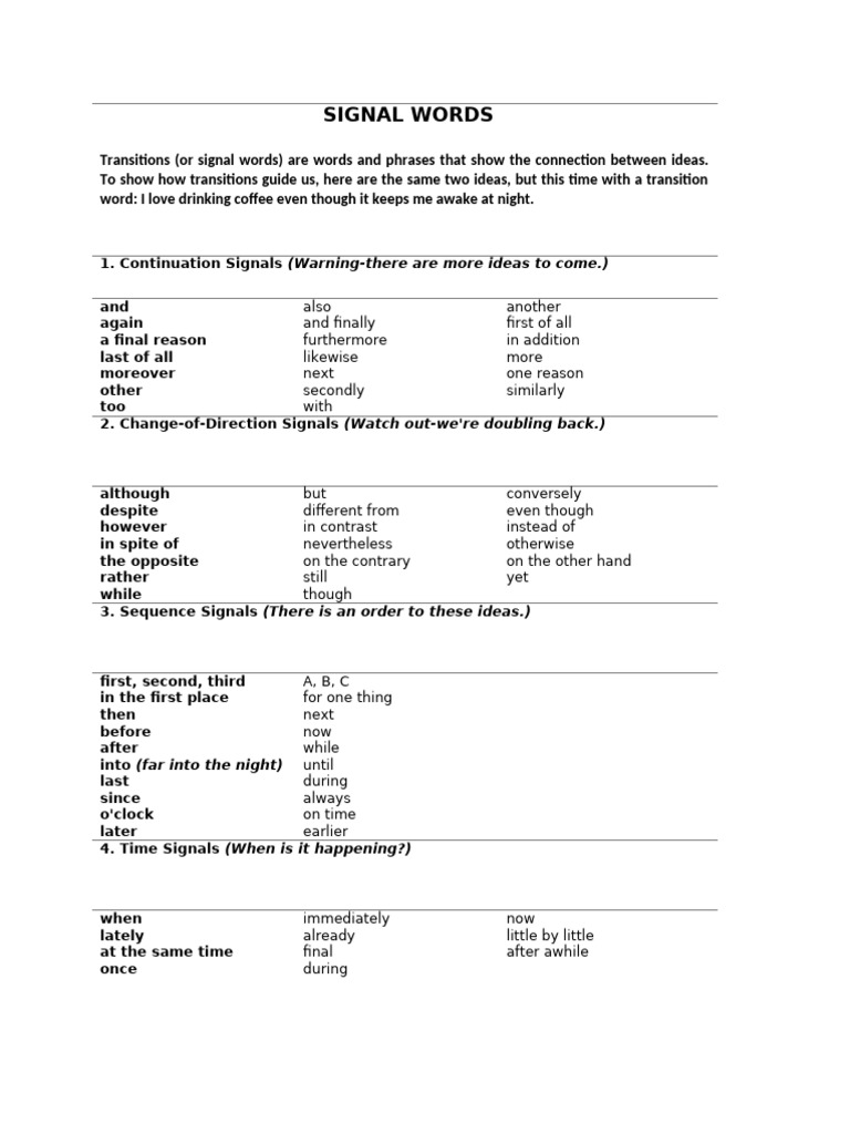 Signal words pdf
