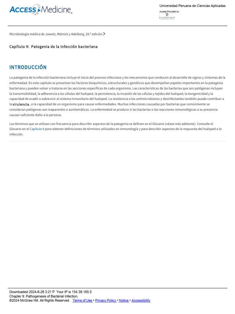 Chapter 9 - Pathogenesis of Bacterial Infection | PDF