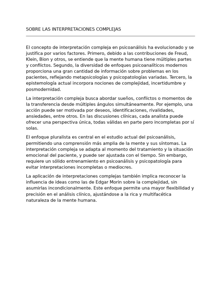 Sobre Las Interpretaciones Complejas | PDF