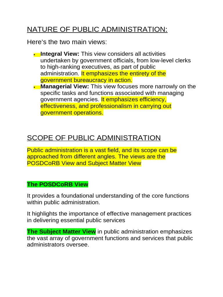 Overview of Public Administration Views | PDF | Public Administration ...